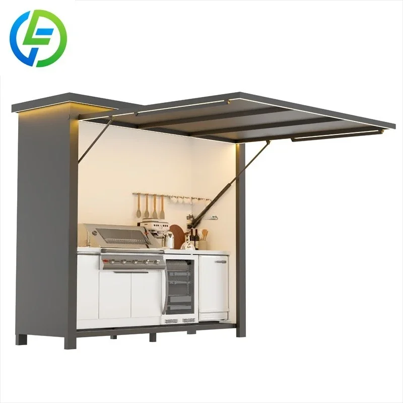 Outdoor Kitchen Factory Hot-selling Electric Smart Module Garden Cabinet Integrated Aluminum Alloy Kitchen Cabinet Set