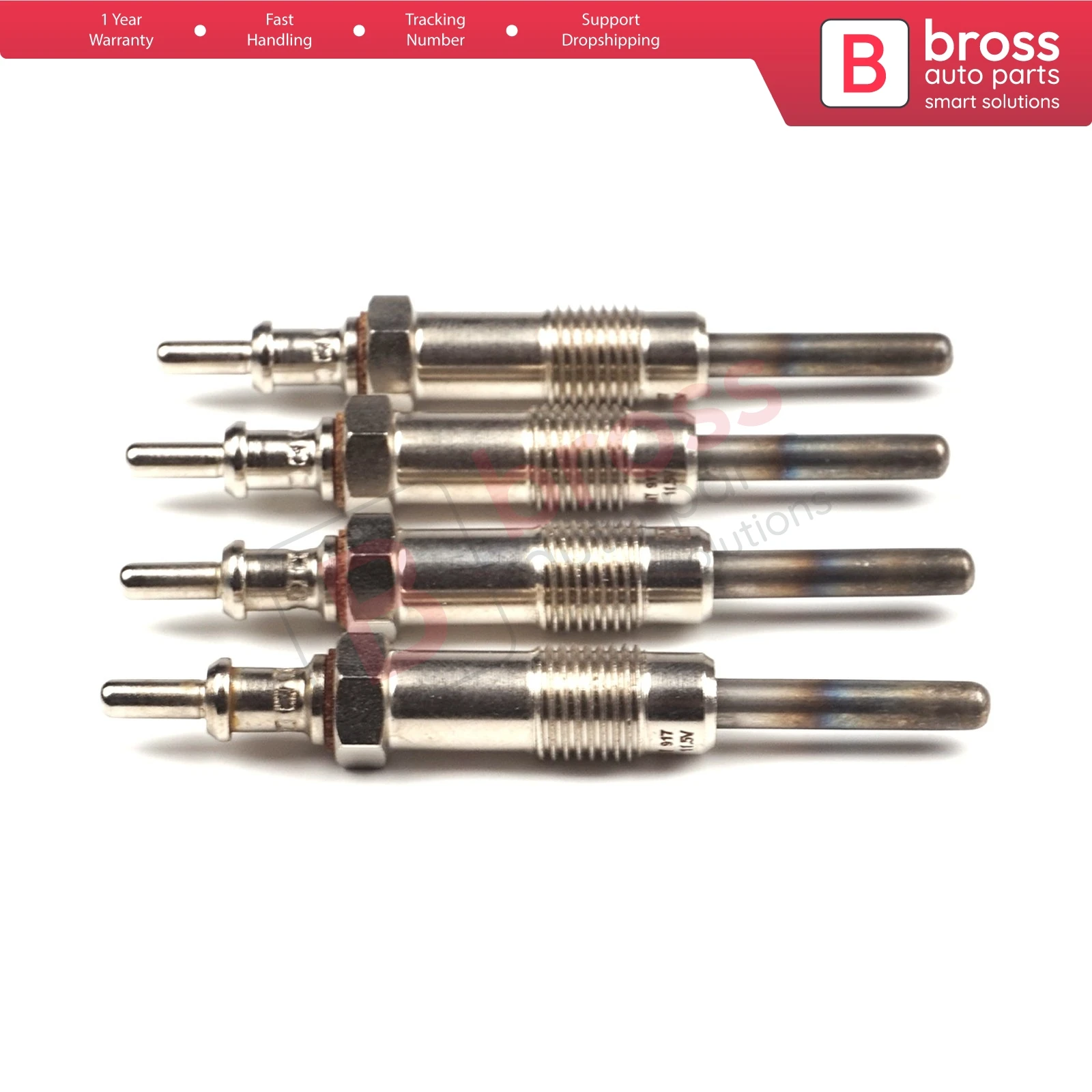 Bross Auto Parts BGP27-1 4 Pcs Heater Glow Plugs GX86, 0011592601, GN961 for Mercedes Sprinter Vario 2.9 D Ship From Turkey