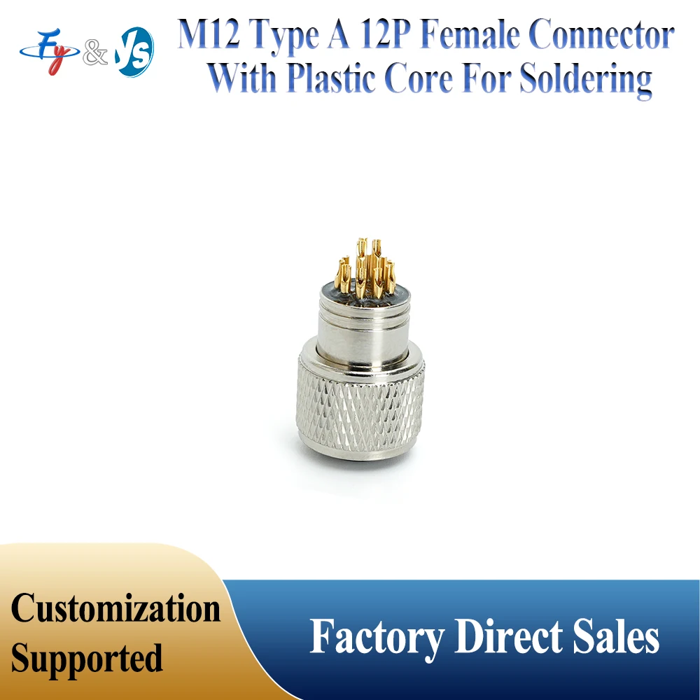 M12 Type A 12P Female Connector with plastic Core wire welding type new model PA66 Voltage stability Gold-plated terminals