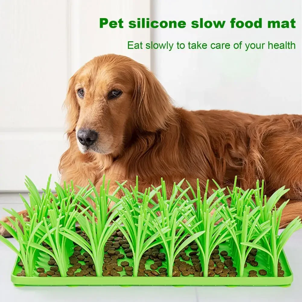 Chew-resistant Pet Mat Silicone Grass Mat for Cats Dogs Slow Feeding Snuffle Mat Anti-slip Pet Treat Lick Indoor Cat Puzzle Toy