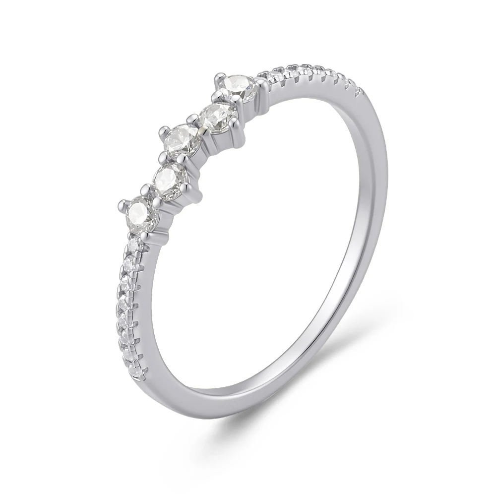 Micro-Set Zirconia Sterling Silver Ring for Women Ins-Style Diamond-Encrusted Luxury Elegant Finger Ring Jewelry