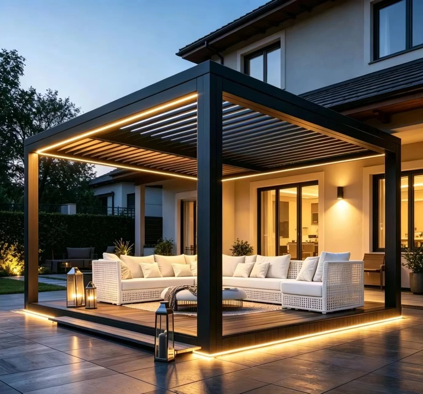 China Motorized Aluminum Garden Gazebo Pergola Weatherproof Customizable Dimensions Easy Assembly for Backyard Outdoor Use