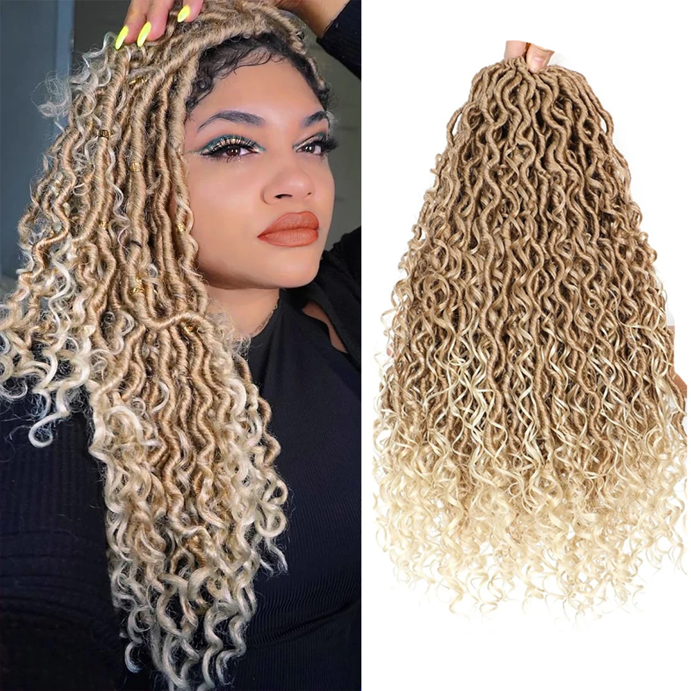 여성용 보헤미안 스타일 소프트 락스, 프리루프드 리버 크로셰 락스(곱슬 끝), 여신 락스 크로셰 헤어, 합성 페이크 락스 크로셰 헤어