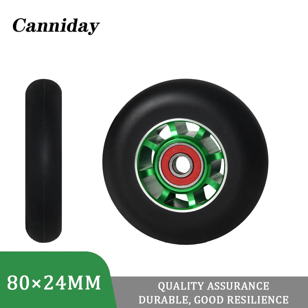 

High-Performance 80×24mm Inline Roller Skates Wheels - 88A, 4PCS with High Elastic PU, Aluminum Alloy Hub, 608 ABEC-9 Bearings