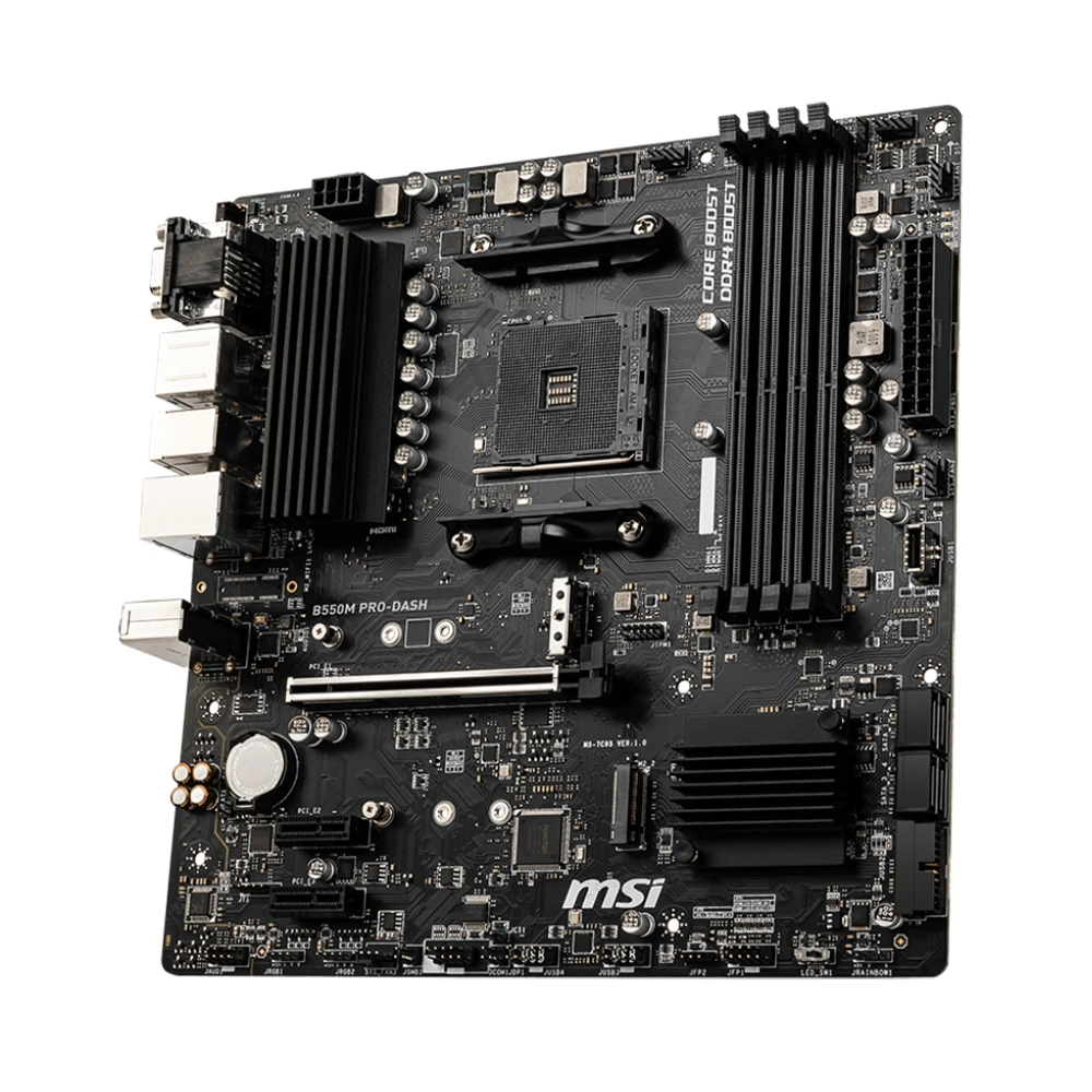 MSI B550M PRO-DASH Motherboard Support AMD Ryzen 7 5800X3D 5700X3D R5 5600X3D CPU,AMD B550 Chipset,4xDDR4,1xPCIe 3.0,Micro-ATX.