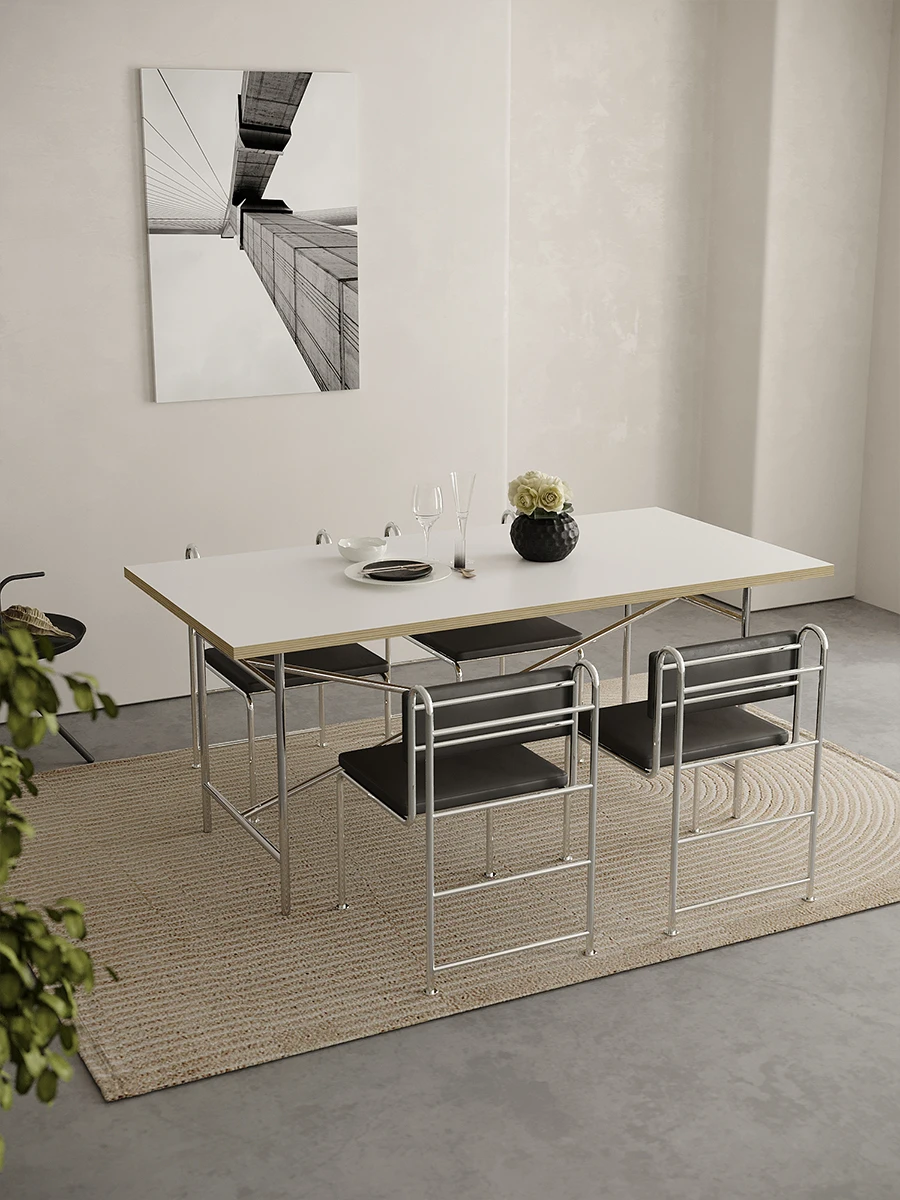 Dining table Computer table Stainless steel solid wood Conference table Household desk Desk Writing desk