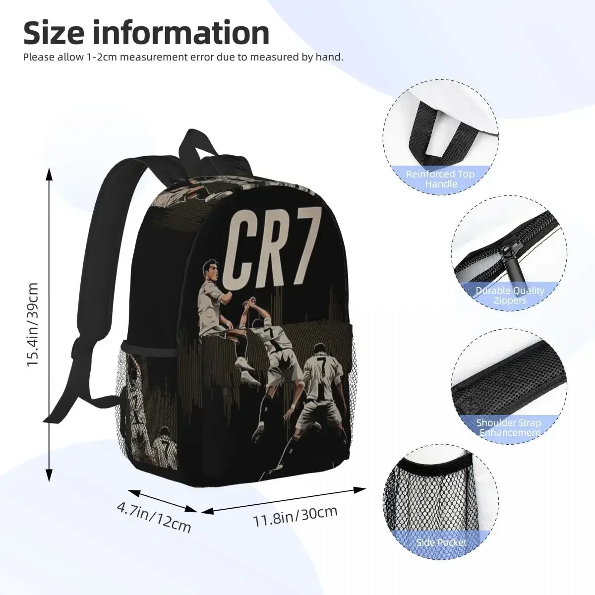 Custom Bag CR7 C-Cristiano-Ronaldo Backpacks Teenager Bookbag Cartoon Children School Bags Travel Rucksack Shoulder Bag Large Ca