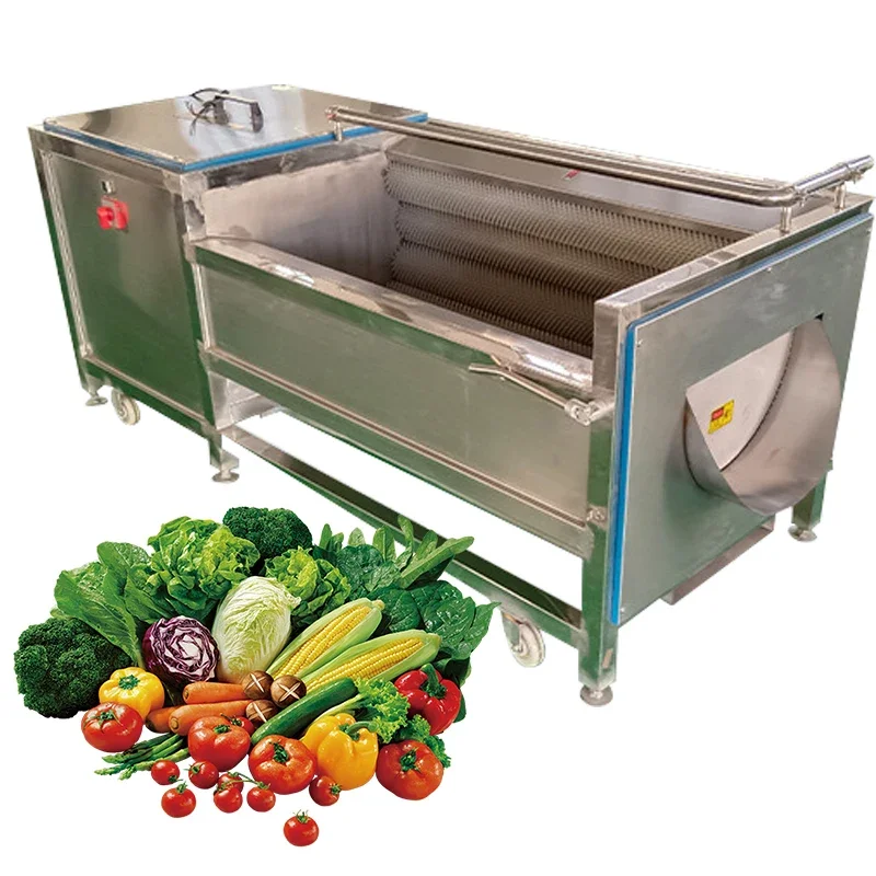 High-Speed Premium U-Shaped Rough Roller Cleaning Machine New Condition Motor Engine Gear Bearing For Peeling Fruit Food Vegetab