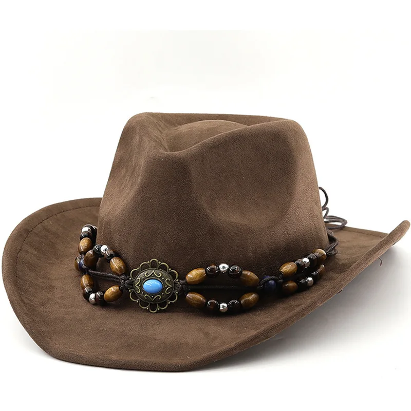 

Bohemian Blue Turquoise Western Cowboy Autumn/Winter Suede Felt Men's And Women's Top Outdoor Riding Hat