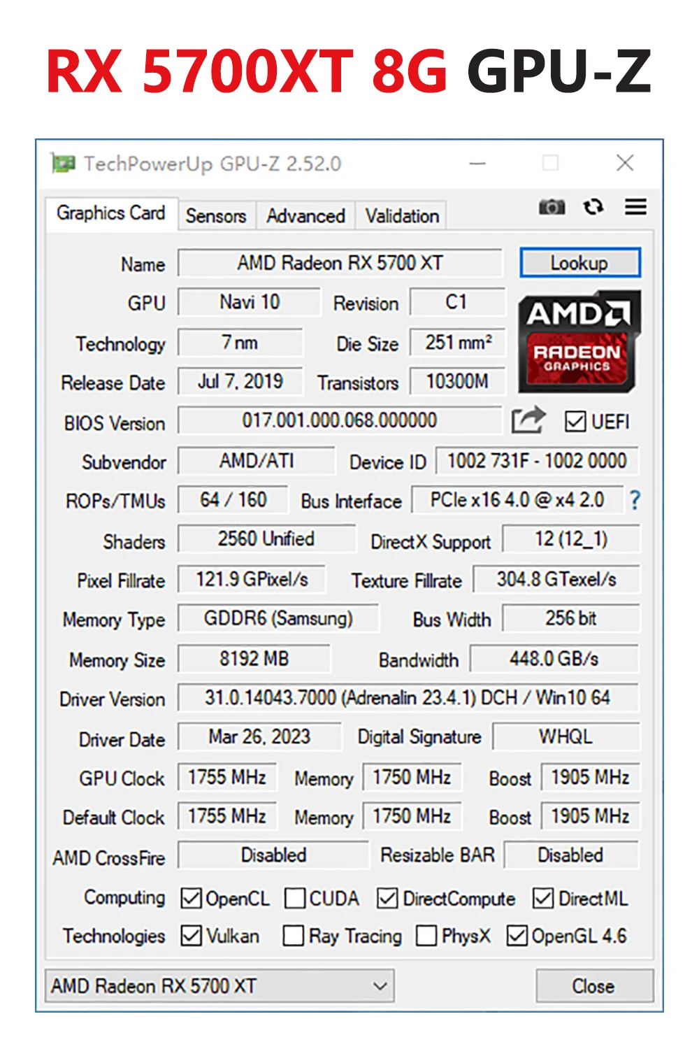MLLSE AMD RX5700 XT 8GB Graphics Card GDDR6 256Bit PCI-E 4.0×16 6+8Pin Radeon GPU Rx 5600XT Gaming Video Card Placa De Video