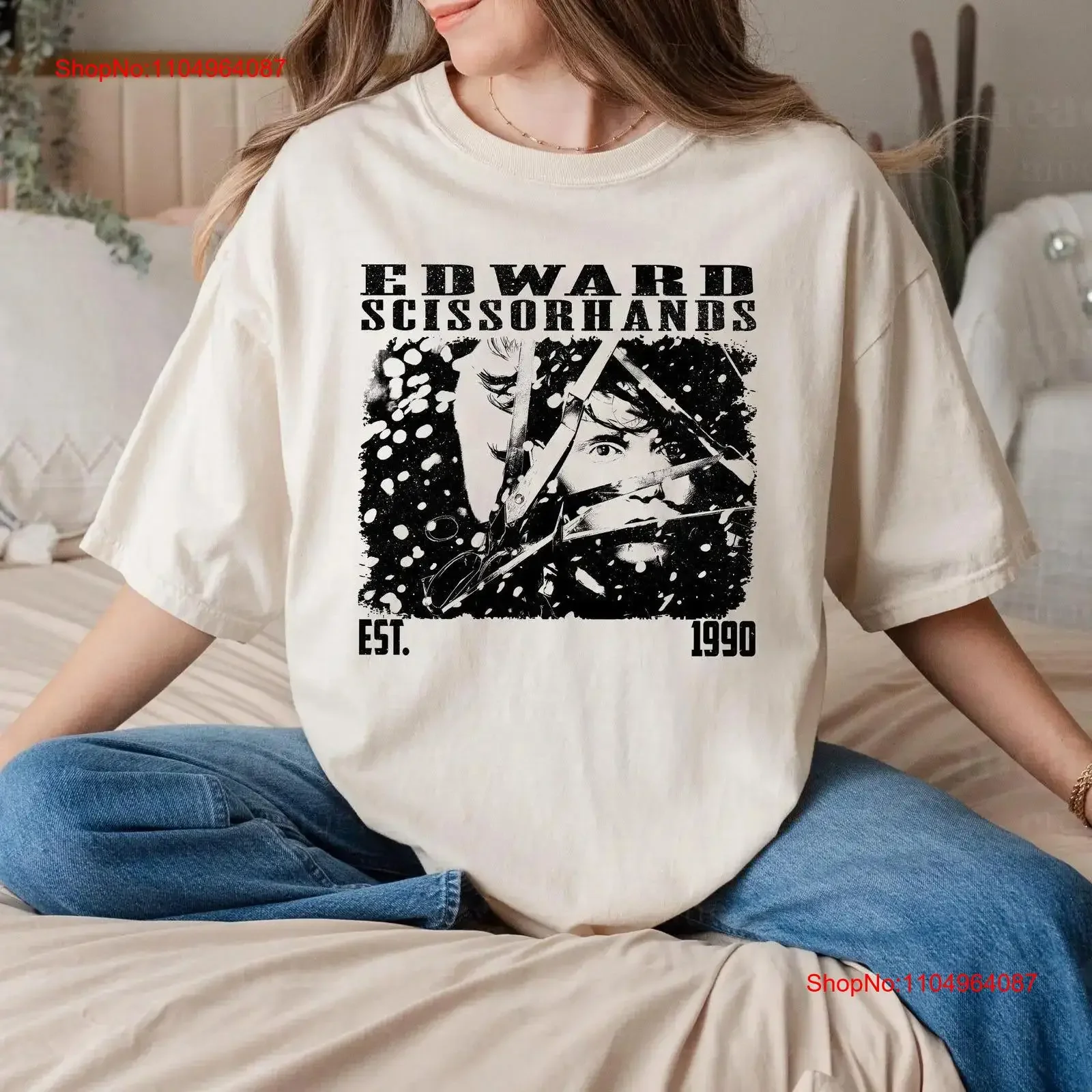 

Футболка с изображением Эдварда «Руки-ножницы» из фильма, винтажная ретро классическая футболка для него, рождественская винтажная стильная мужская футболка, растянутая