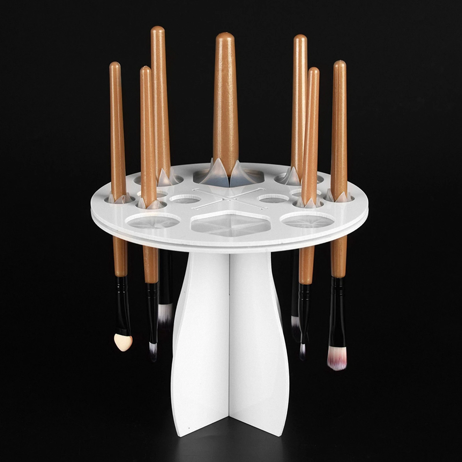 

Makeup Brush Drying Rack Round Holder Organizer 14 Holes For Tools Storage Transport Protect Brushes Women Gift