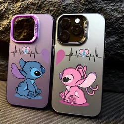 Cute Stitch Couple Love Case for Samsung A73 A72 A55 A54 A53 A35 A34 A33 A32 A30 A24 A23 A22 A14 05 4G 5G Matte Shockproof Cover