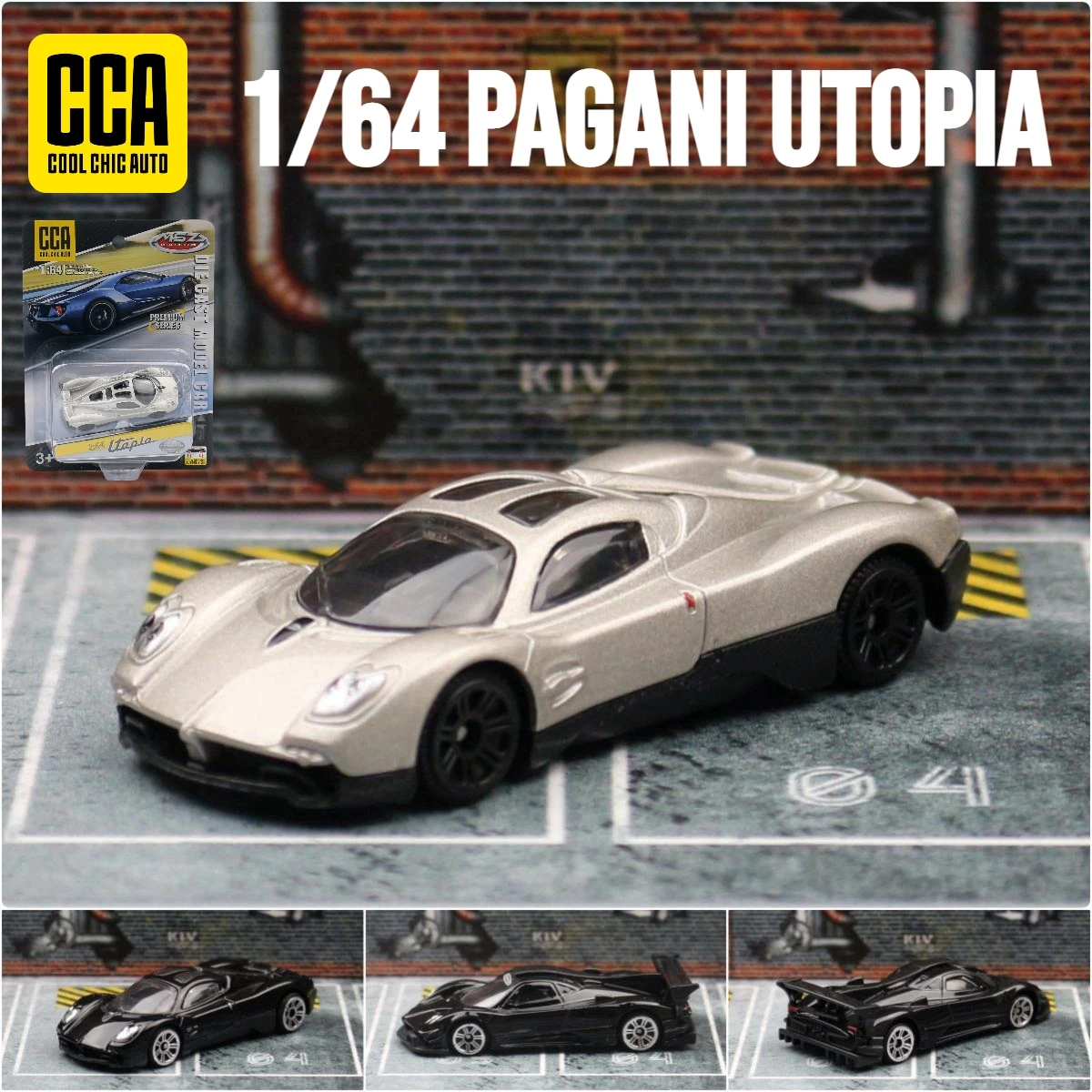 CCA 1/64 Serie Pagani Utopia Spielzeugauto Modell Druckguss Legierung Fahrzeug Miniatur Freilaäder Sammlung Geschenk für Kinder Jungen Kind