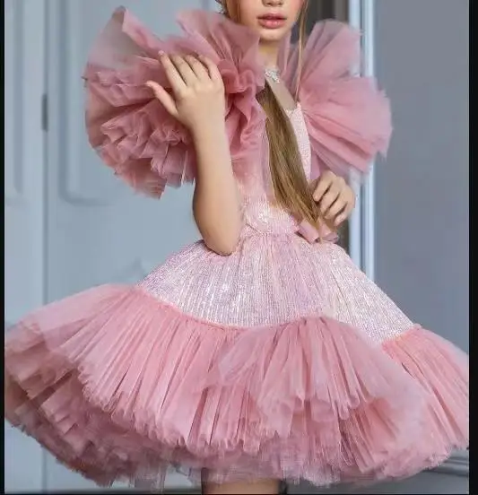 Robe de soirée d'anniversaire pour fille, robe de mariée rose pour garçon de fleur, banquet de Noël, magnifique et élégante, 2-10 ans, nouveau