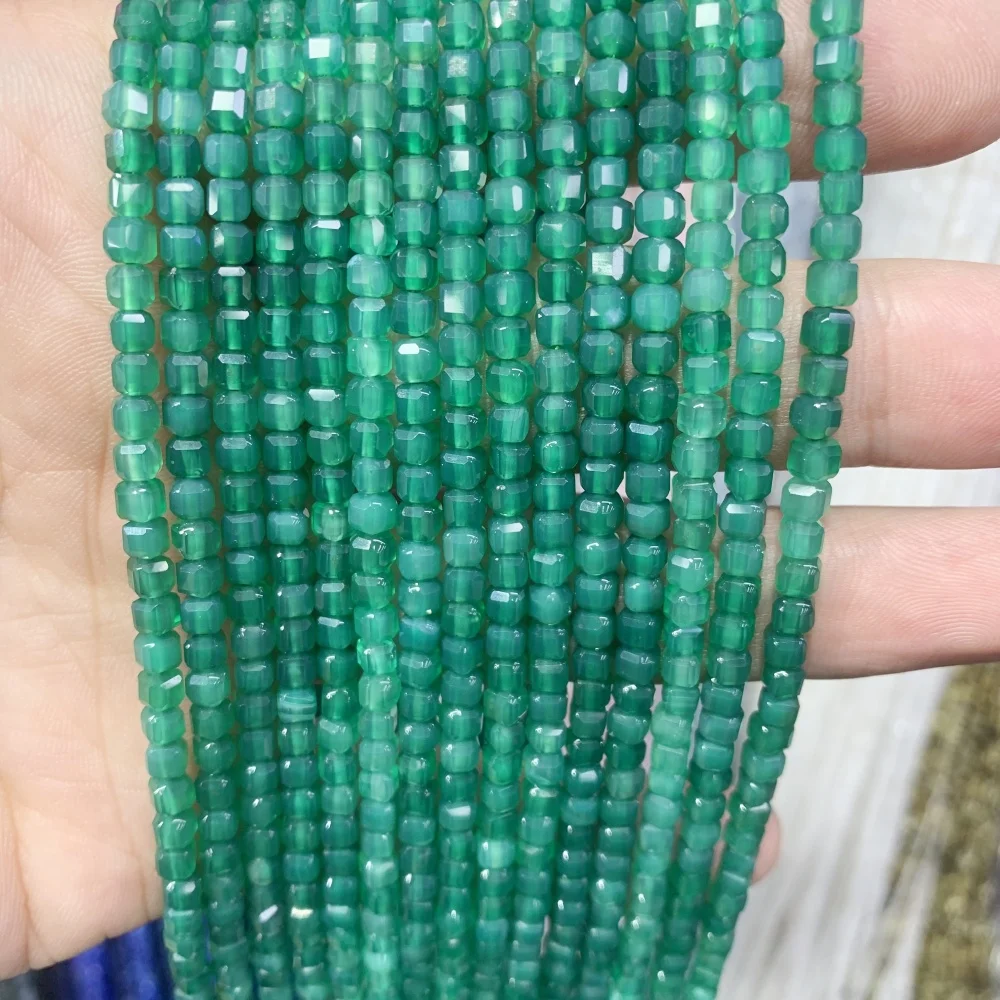 Natural Aquamarine Morganite Stone   3x3mm green agate Cube Beads  DIY Loose Beads For Jewelry Making Beads Necklace15