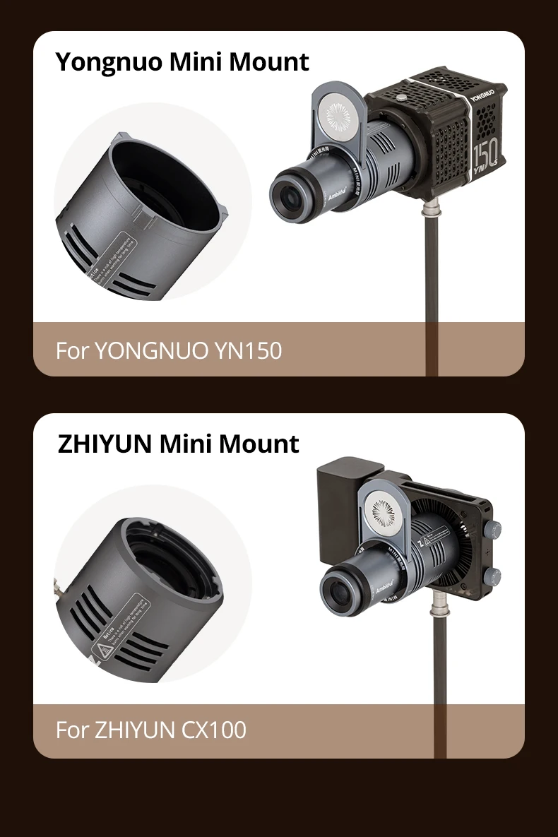 Ambitful AL20 Fotografie-Projektor-Aufsatz, Scheinwerfer, konischer Snoot, optischer Kondensator für Mini Bowens Godox Zhiyun INKEE – Detail 11