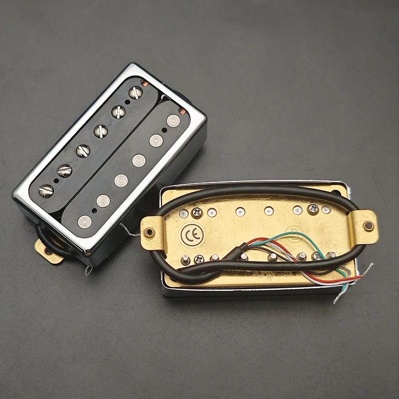 Capa de latão aberta humbucker 6 captador de peça única fixa/6 ajustável para saída de guitarra elétrica estilo lp divisão de bobina de cabo 4c