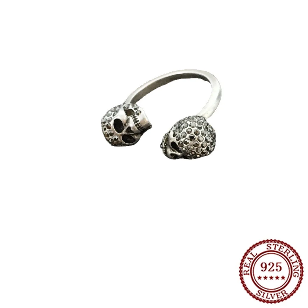 

2025 New Trend Classic Double Skull Full Diamond Ring with Female Personality and Punk Style High-end Ring