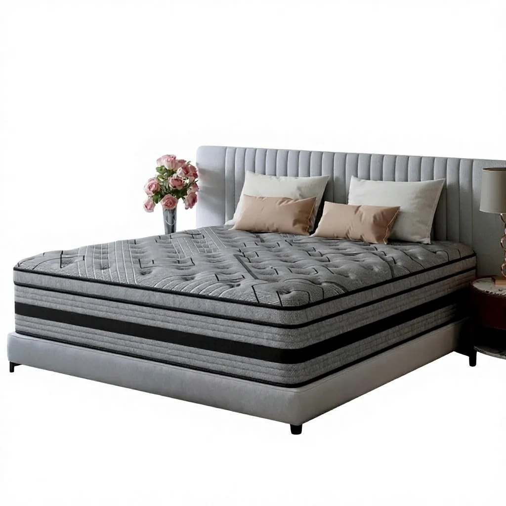 Boxed Hybrid Foam Mattress Queen Size Cooling Cotton Fabric 30cm Thick High Density Support Roll Compression Portable Bedroom