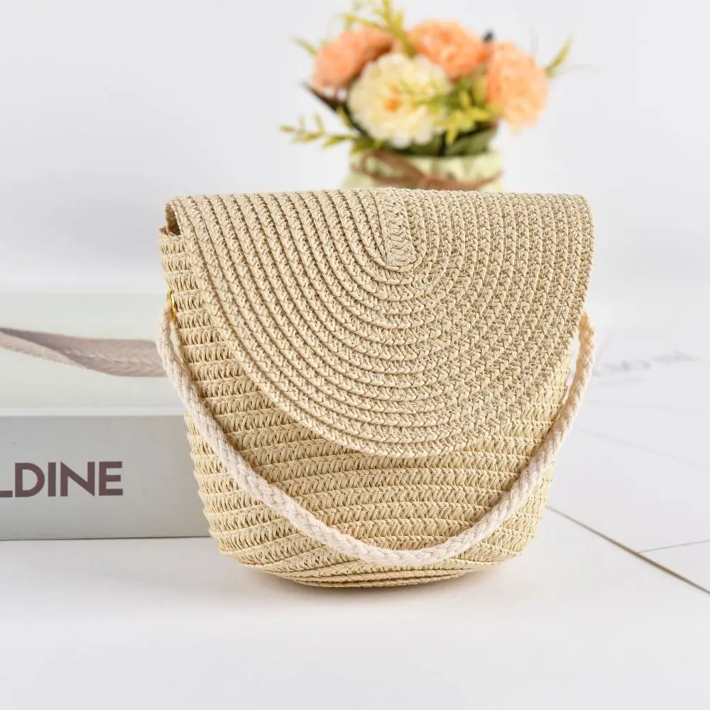 Fashion Straw Straw Bag Shell Shape Handmade Summer Beach Bag Handbag Women Girl
