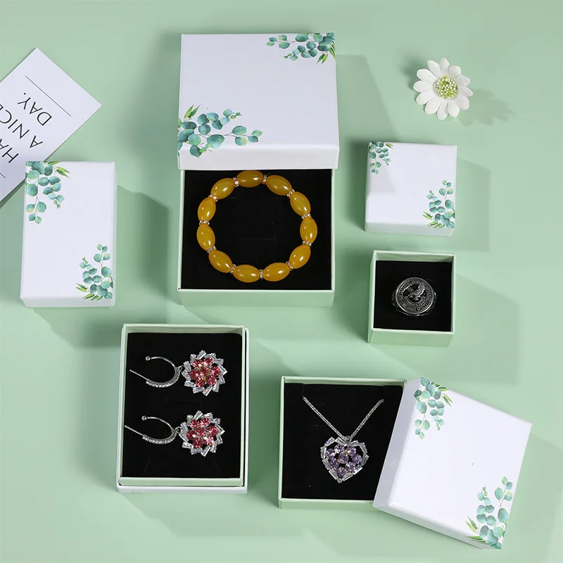 الأبيض ورقة صندوق مجوهرات سوار قلادة حلقة القرط صندوق اليدوية كرافت هدايا الزفاف علبة التعبئة والتغليف مجوهرات اكسسوارات #5