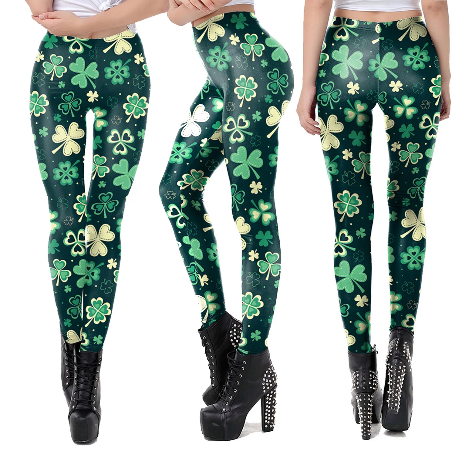 St. Patrick's Day Leggings for Women Sexy Push-up Fitness Leggins Pants Casual  Irish Festival Party Trousers Costume