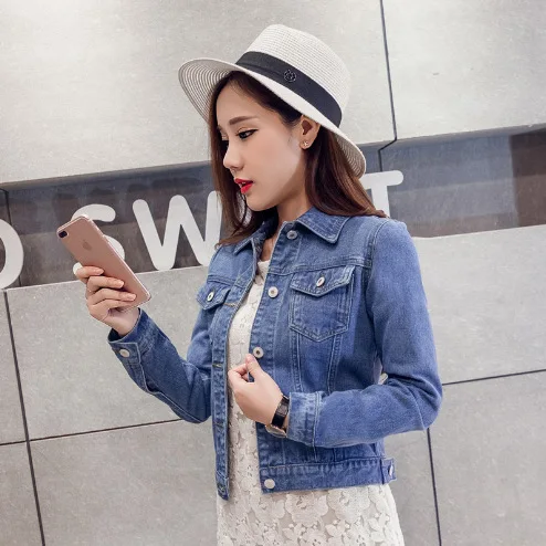 

Женская джинсовая куртка оверсайз, весна-осень, новая, длинная, однотонная, в корейском стиле, молодежная, модная, из хлопка