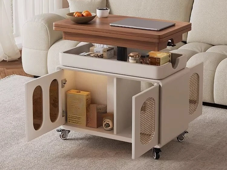 

Household small apartment solid wood lifting folding side cabinet multi-functional sofa side few