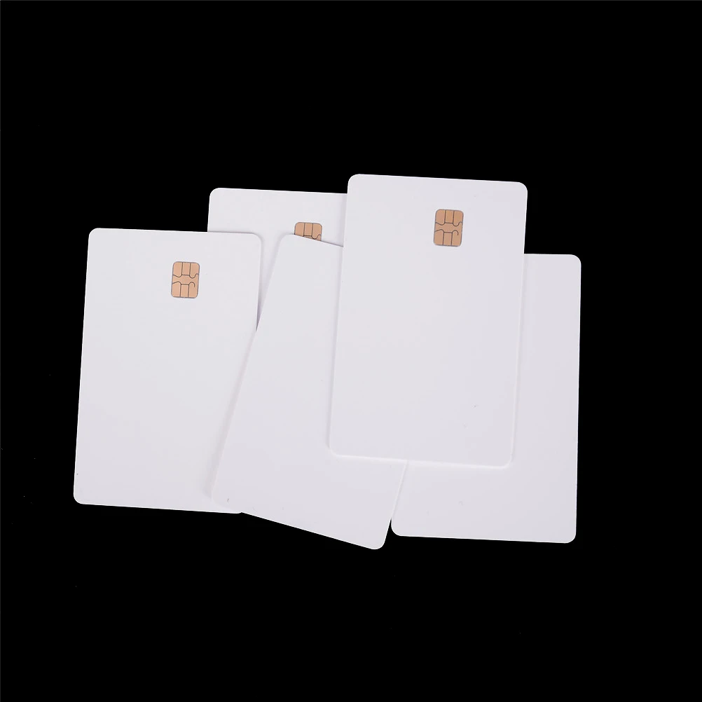 New 5 Pcs ISO PVC IC With SLE4442 Chip Blank Smart Card Contact IC Card Safety White·
