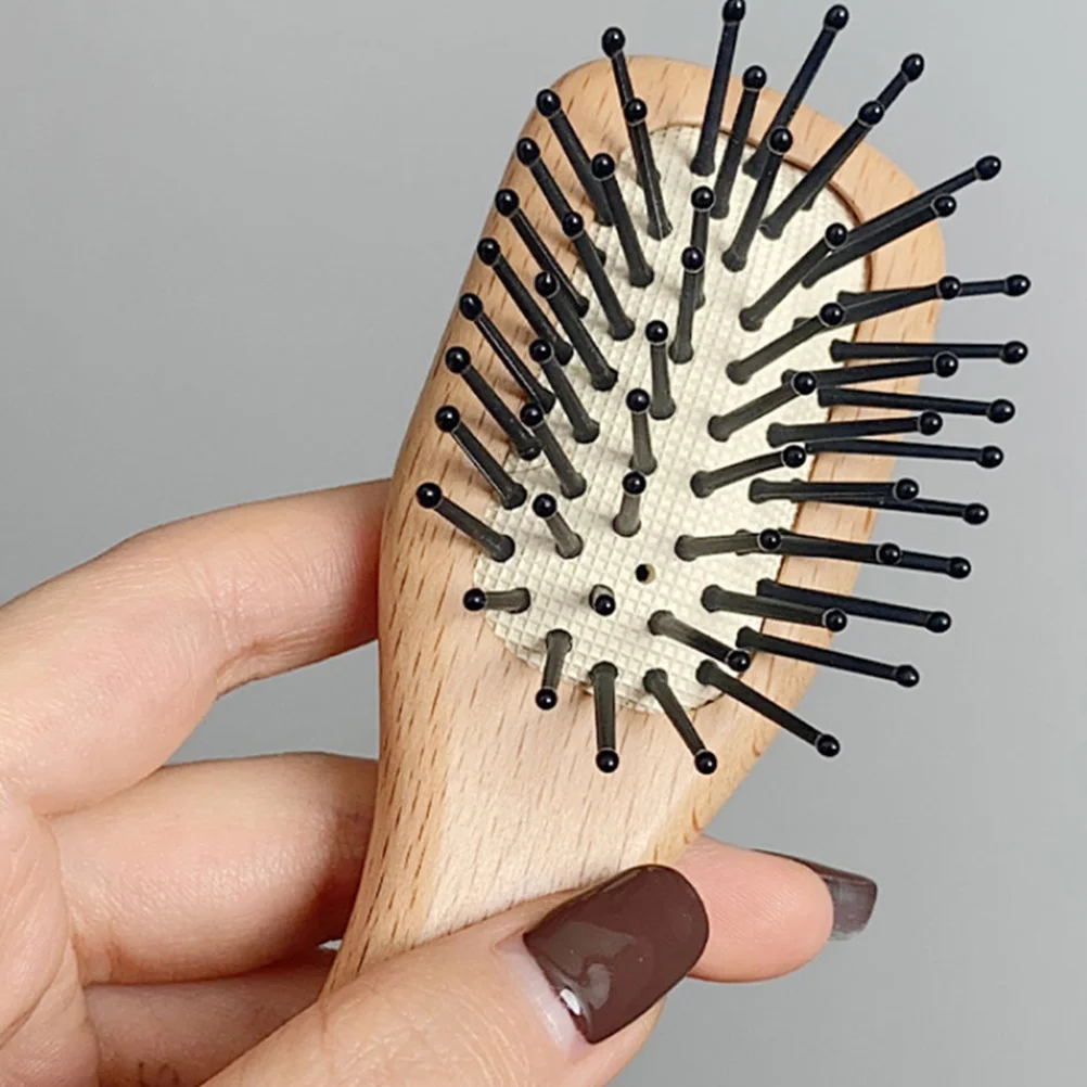 

2 шт., мини-щетка для волос, массажная расческа для распутывания кожи головы, бамбуковая деревянная дорожная щетка для всех типов волос, парики