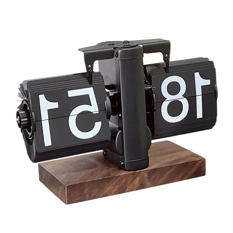 A32HOT-Flip Desk Clock Mechanical Flip Clock For Living Room Mechanical Flip Clock Cafe Home Hotel