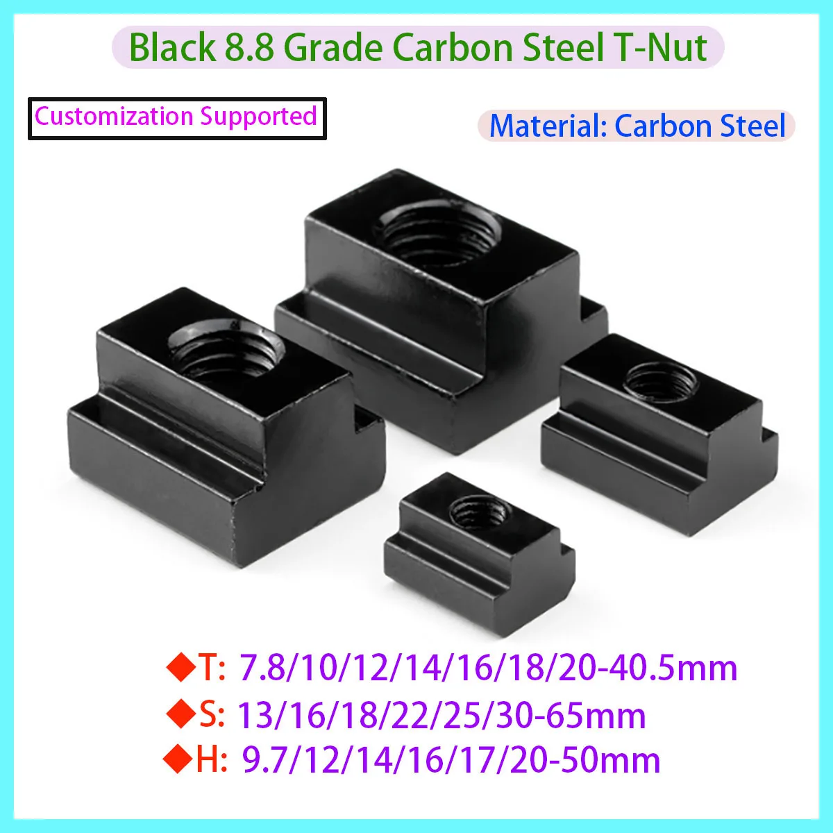 

DIN508 black oxide precision machining grade 8.8 carbon steel nut, threaded through groove T-nut M6 M8 M10 M12 M14 M16 M18