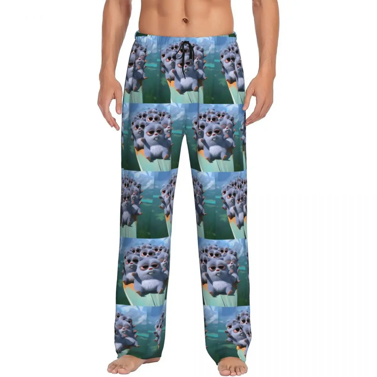 

Custom Grizzy And The Lemmings Pajama Pants Men Tabodi Lounge Sleep Drawstring Sleepwear Bottoms with Pockets