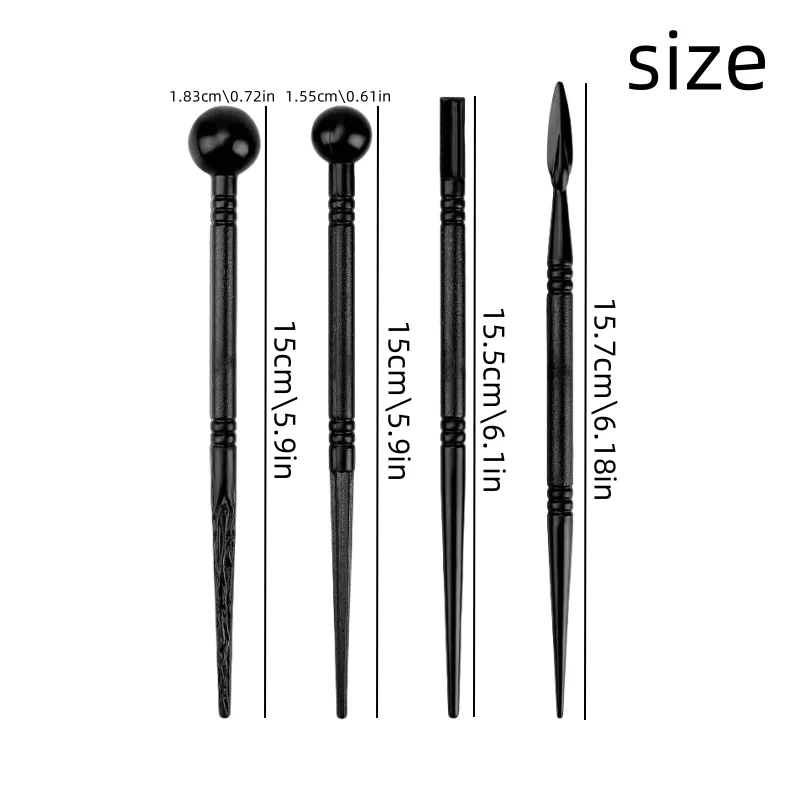 A Set of 4 Pieces of Clay Tools, Fondant Flower Throwing Sticks, Petal Sticks, Hand-Carved Plastic Sets