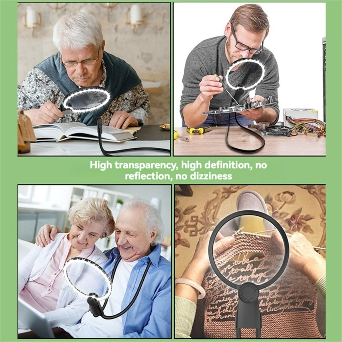The New Portable Neck Flexible Magnifier with 24 LED Lights Portable HD Magnifier Elderly Reading Jewellery
