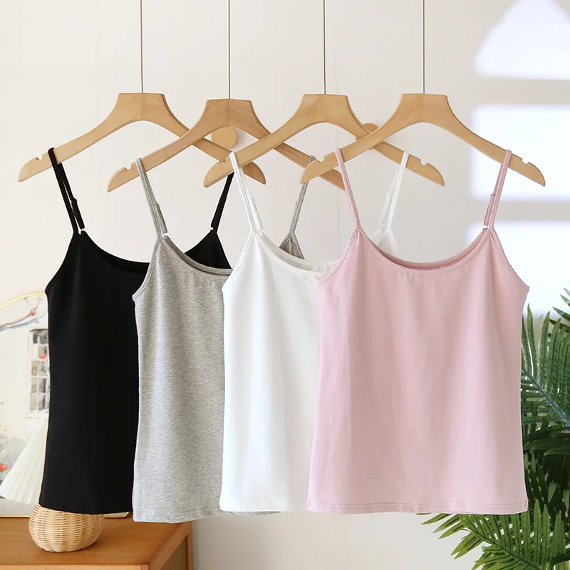 

New Style Camisole Solid Color Sleeveless Basic Layer Top Slim Thin Stretch Tank Elegant Korea Stylish Female Camis Undershirt