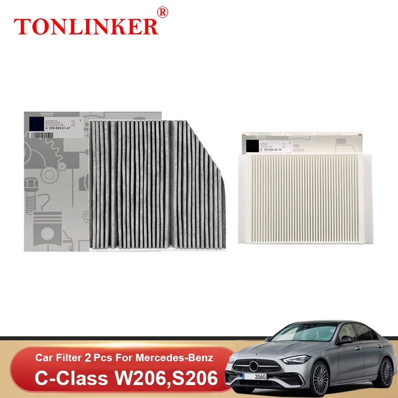 

TONLINKER Cabin Filter For Mercedes Benz C Class W206 S206 2021 2022- C180 Sport C200 4MATIC C220d A2058350147 A1668300218