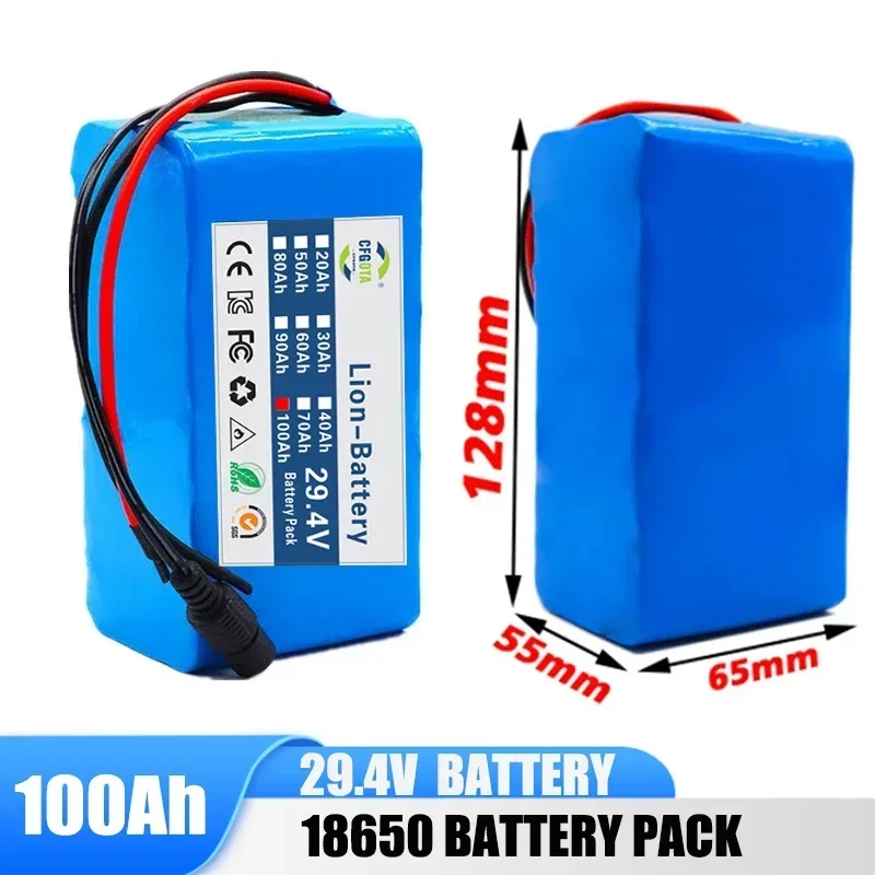 18650 Battery Pack 7S3P 100000mah 24V Lifepo4 Rechargeable + 2A Charger for E-bike Electric Bicycle Wheelchair Lithium Batterie