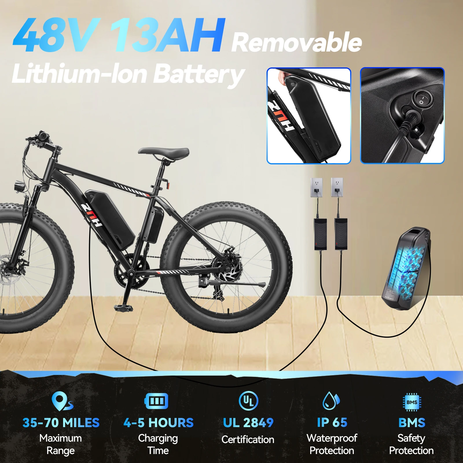 Electric Bike,26'x4.0 Tire Ebike for Adults,749W Peak,Electric City Bike,20mph,E Bike UL 2849,1 Year Warranty