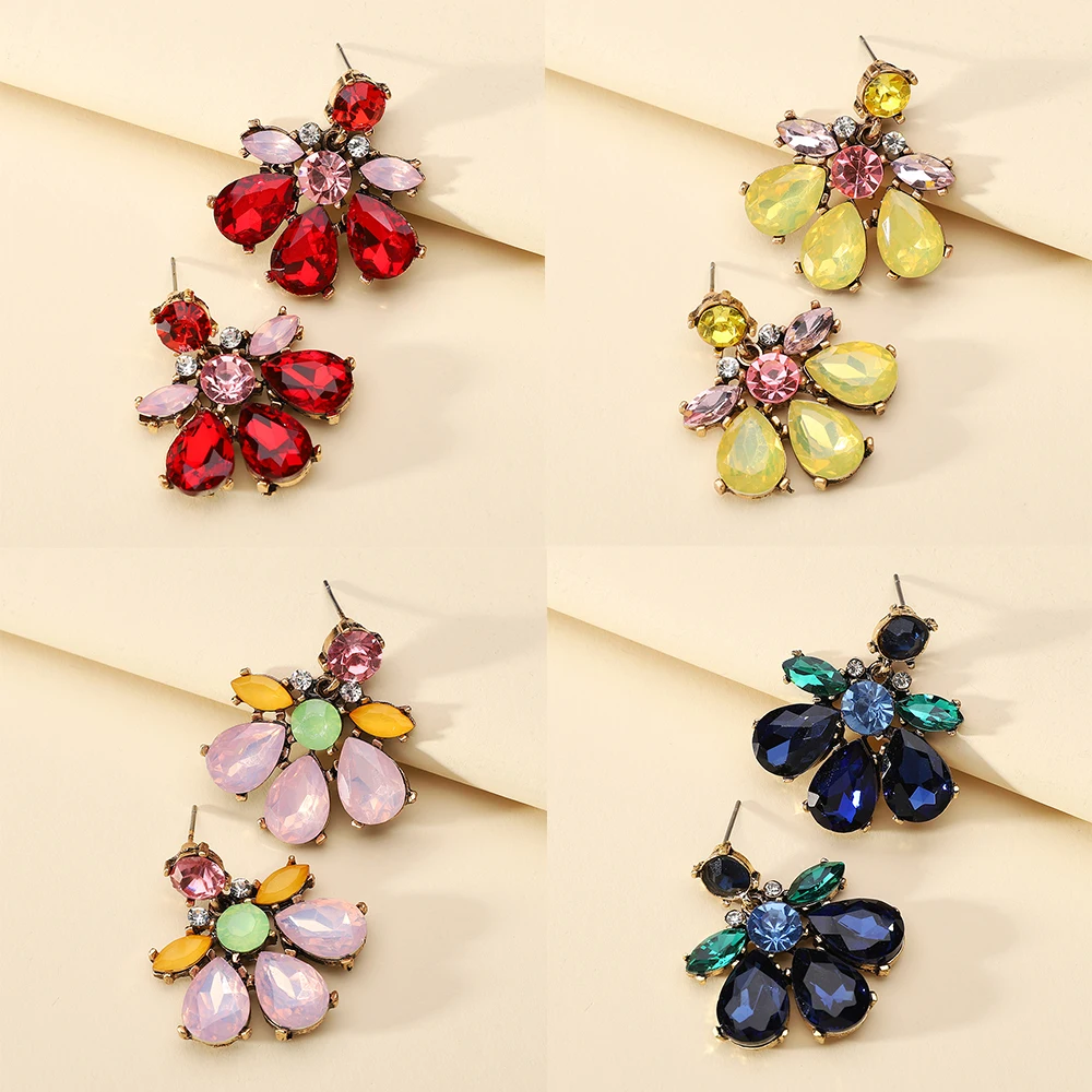 Fashion Design Decor Wedding Party Pendant Jewelry Luxury Charm Shiny Crystal Geometric Dangle Earrings For Women Accessories