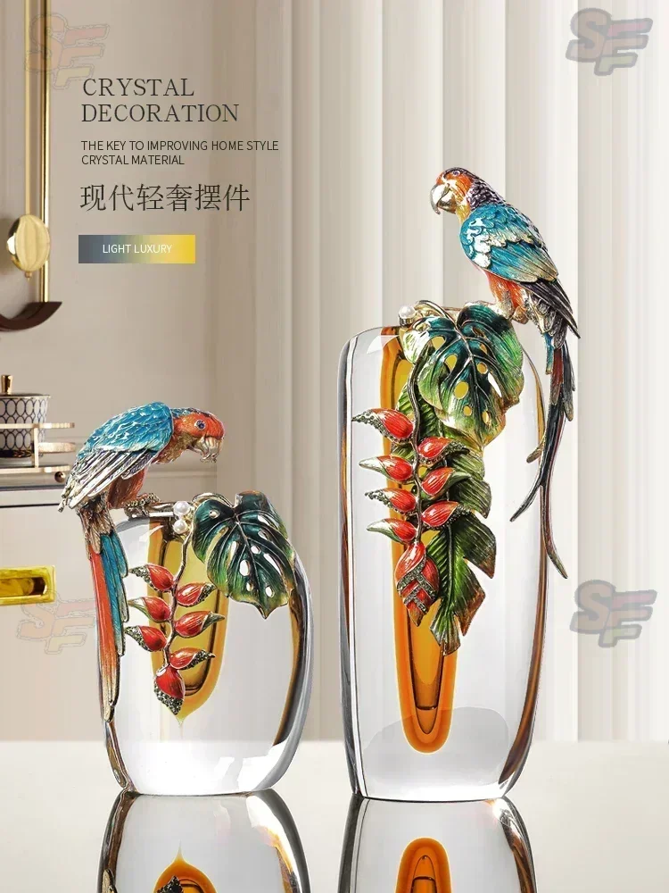 

Light luxury glass enamel vase, living room foyer decoration, modern high-end TV cabinet, creative home accessories