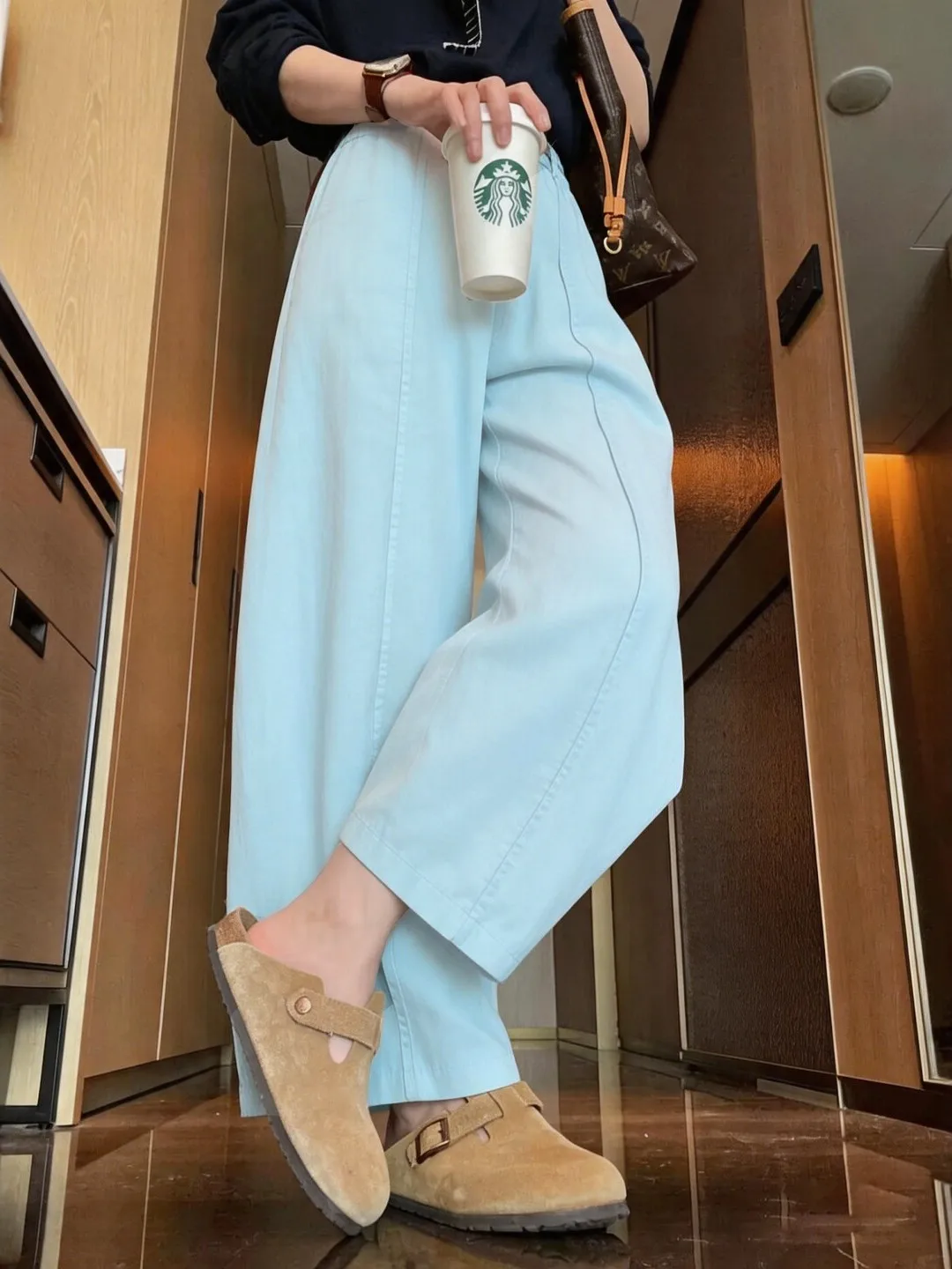 

Slimming High Waist Wide Leg Straight Cut Pants Casual Loose Fit Thin Fabric Women's plus Size Suits Daily Wear Summer