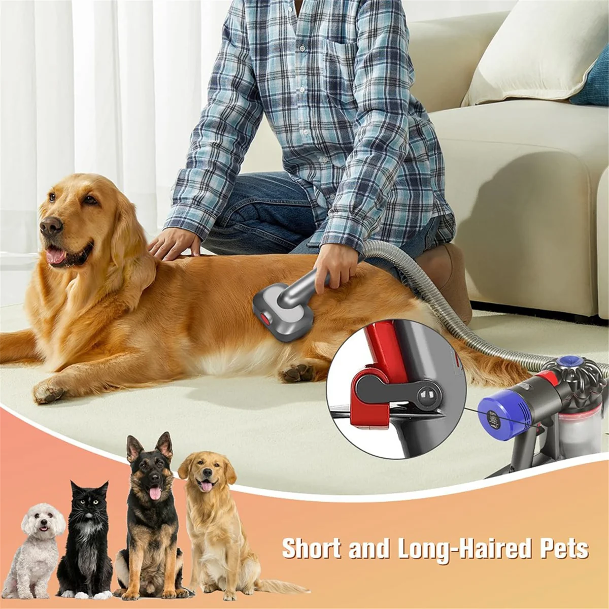

【Price-Drop!】2-in-1 Dog Hair Vacuum Brush for Grooming & Shedding for Dyson Gen5, V15, V12, V11, V10, V8, V7 Removes Loose Hair