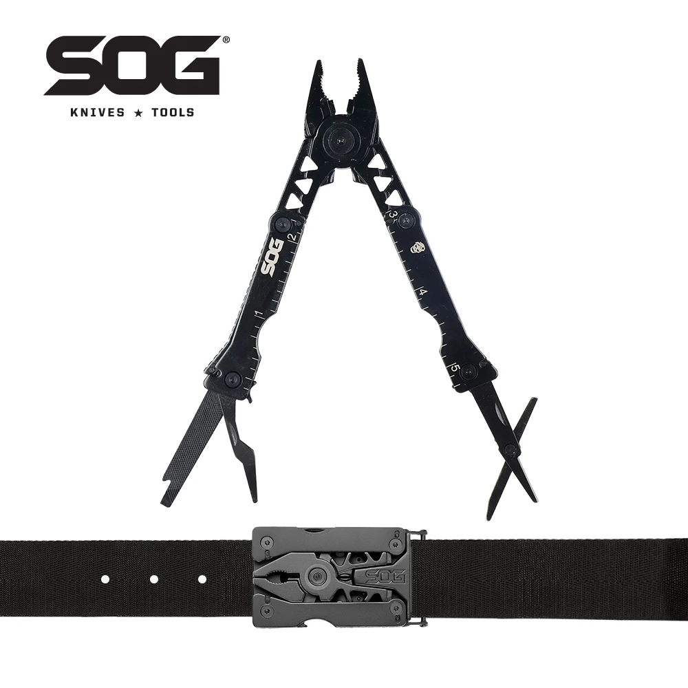 

SOG 10-in-1 Sync I Traveler EDC Multi-Tool, Multifunctional Hand Tools with Folding Pliers, Scissors, and 10 Survival Tools Kit
