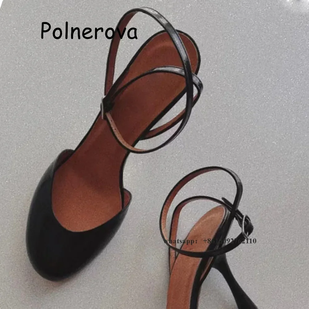 Square Toe Sandals Metal Buckle Thin High Heels Women\'s Shoes Sweet Girls Elegant Solid Ankle Strap Shallow All-Match Retro Shoe