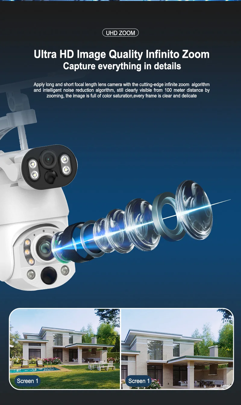 5K 99X Zoom PIR تتبع تلقائي إنذار ذكي Ubox لوحة مزدوجة عدسة مزدوجة كاميرا تعمل بالطاقة الشمسية 4g بطاقة Sim #4