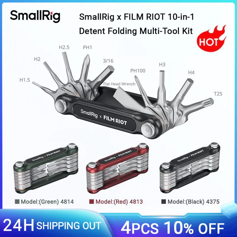 SmallRig x FILM RIOT 10-in-1 Detent Folding Multi-Tool Kit, Universal DSLR Camera Rig Folding Tool Set w Screwdrivers & Wrenches