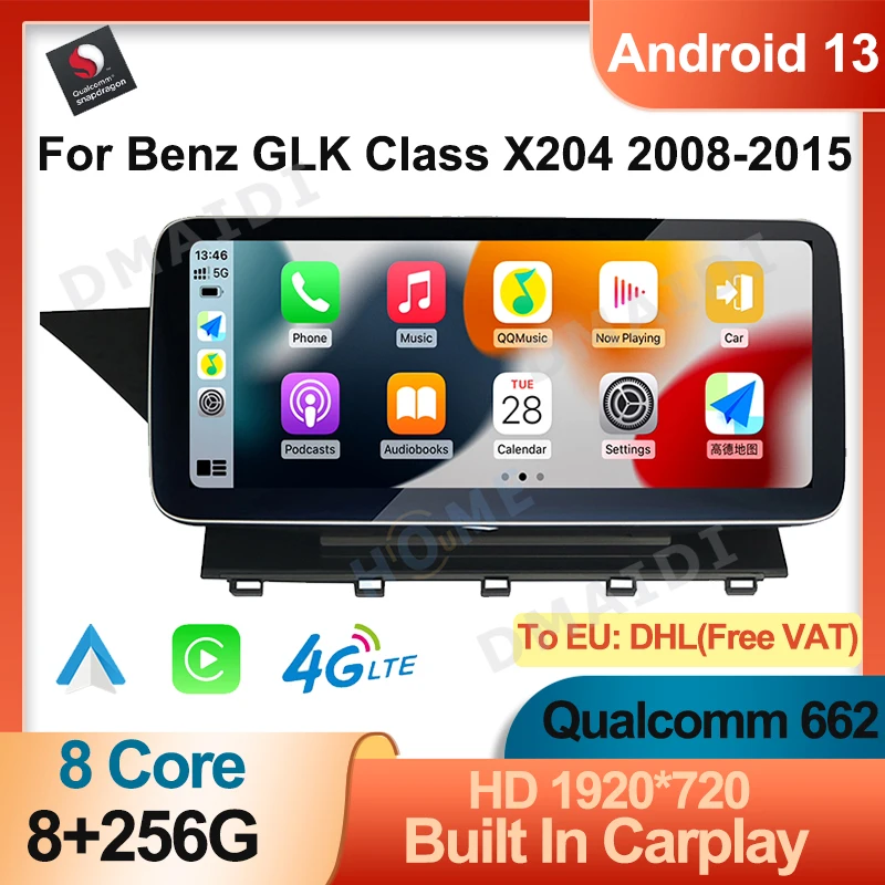 

Qualcomm Android 13 8+256G Carplay For Mercedes Benz GLK X204 2008-2015 GPS Navigation Multimedia Video Player Bluetooth Screen