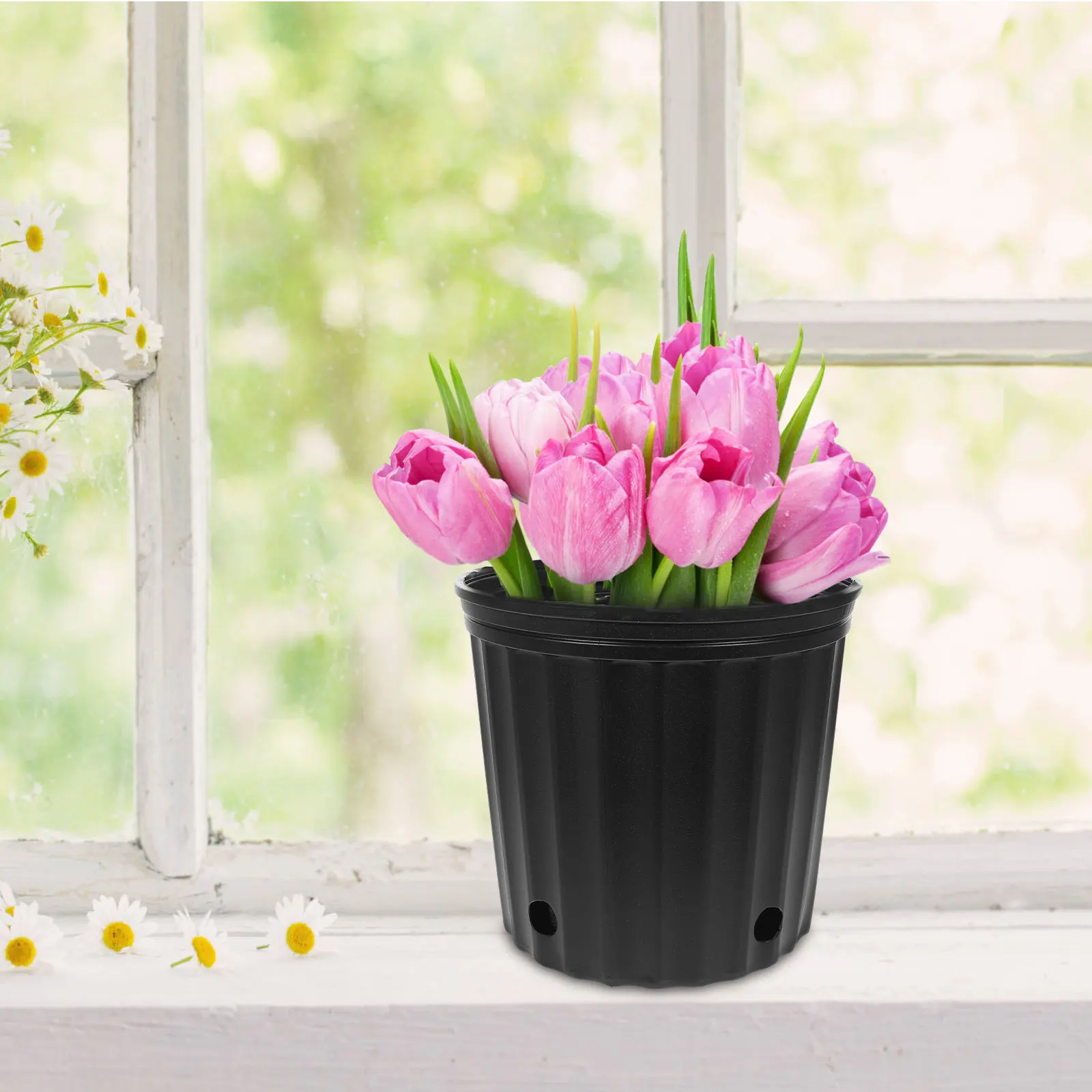 

5 pcs Large DIY Flowerpot Garden Bucket Plastic Planter Thickened Durable Wear-Resistant Decor for Office Restaurant Coffee Bar